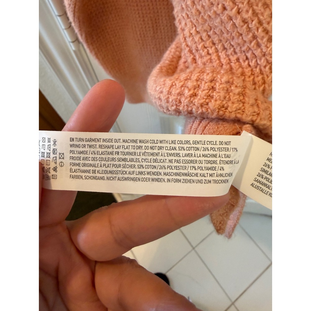 Aerie CozyUp Waffle Knit Sweater Hoodie‎ Peach Slouchy Oversized L - Picture 8 of 9